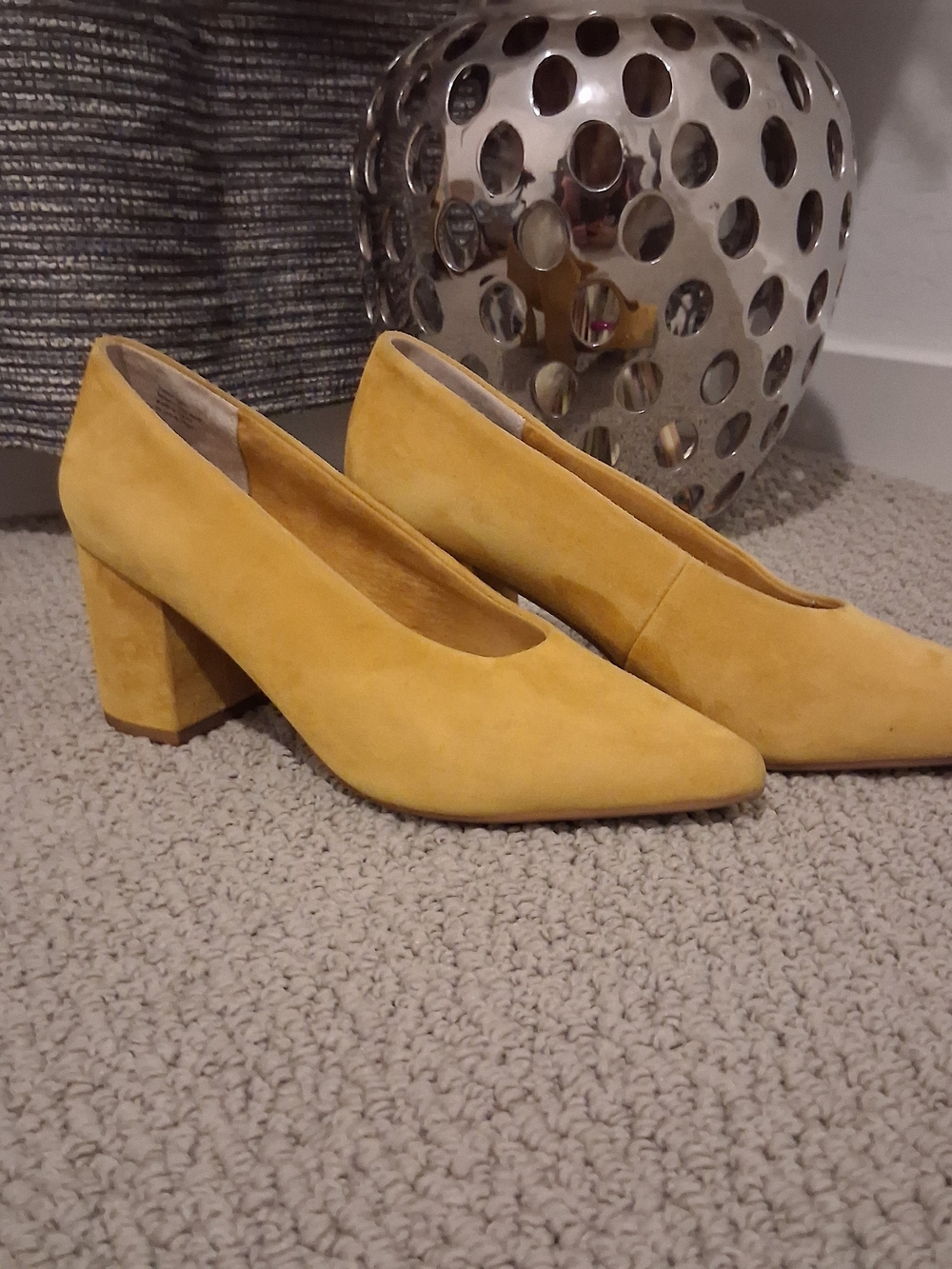 Seychelles Suede Yellow Block Heel Pumps